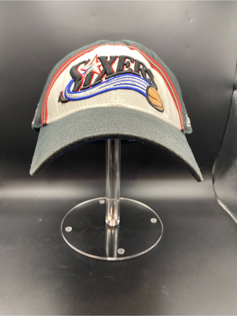 Vintage NBA Philadelphia 76ers Hat Reebok One Size Fits All Black Blue